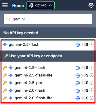 Select a Gemini model