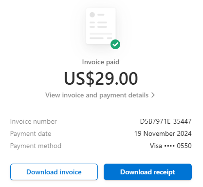 Download invoice section