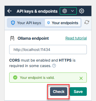 Ollama endpoint check