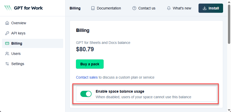 Dashboard balance