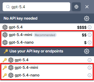 Bulk model switcher in GPT for Excel with OpenAI GPT-5.4 mini and nano