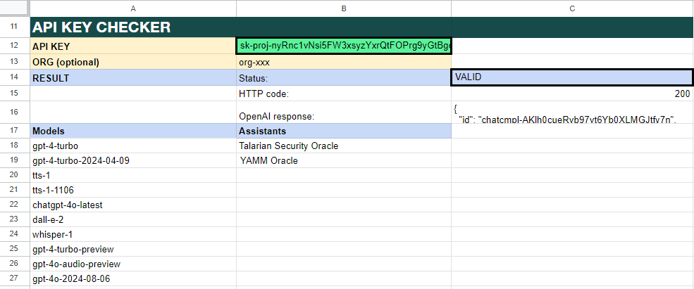 API key tester