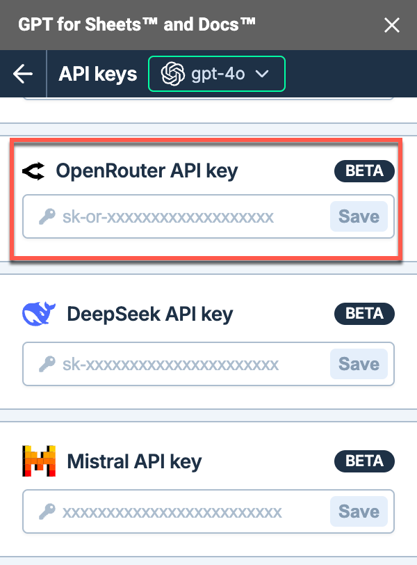 Save API key