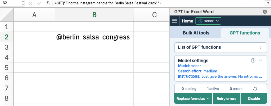 Result web search functions using sidebar