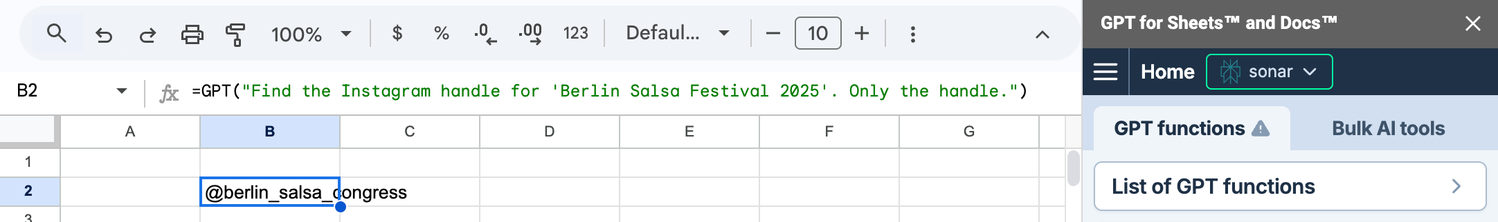Result web search functions using sidebar