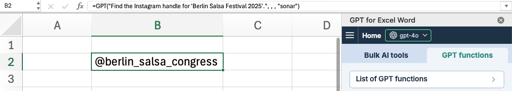 Result web search functions using parameter