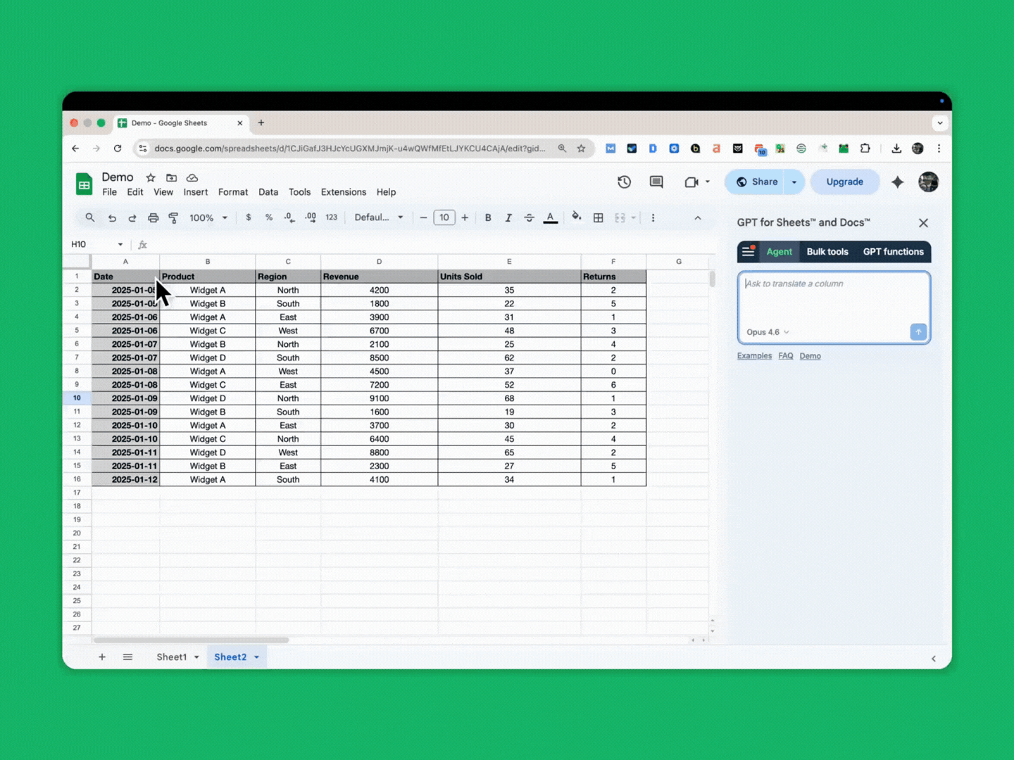 GPT for Work Agent analyzing sales data from a broad prompt