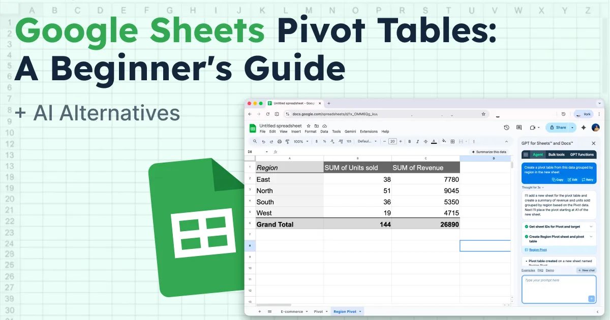 Google Sheets Pivot Tables: A Beginner's Guide