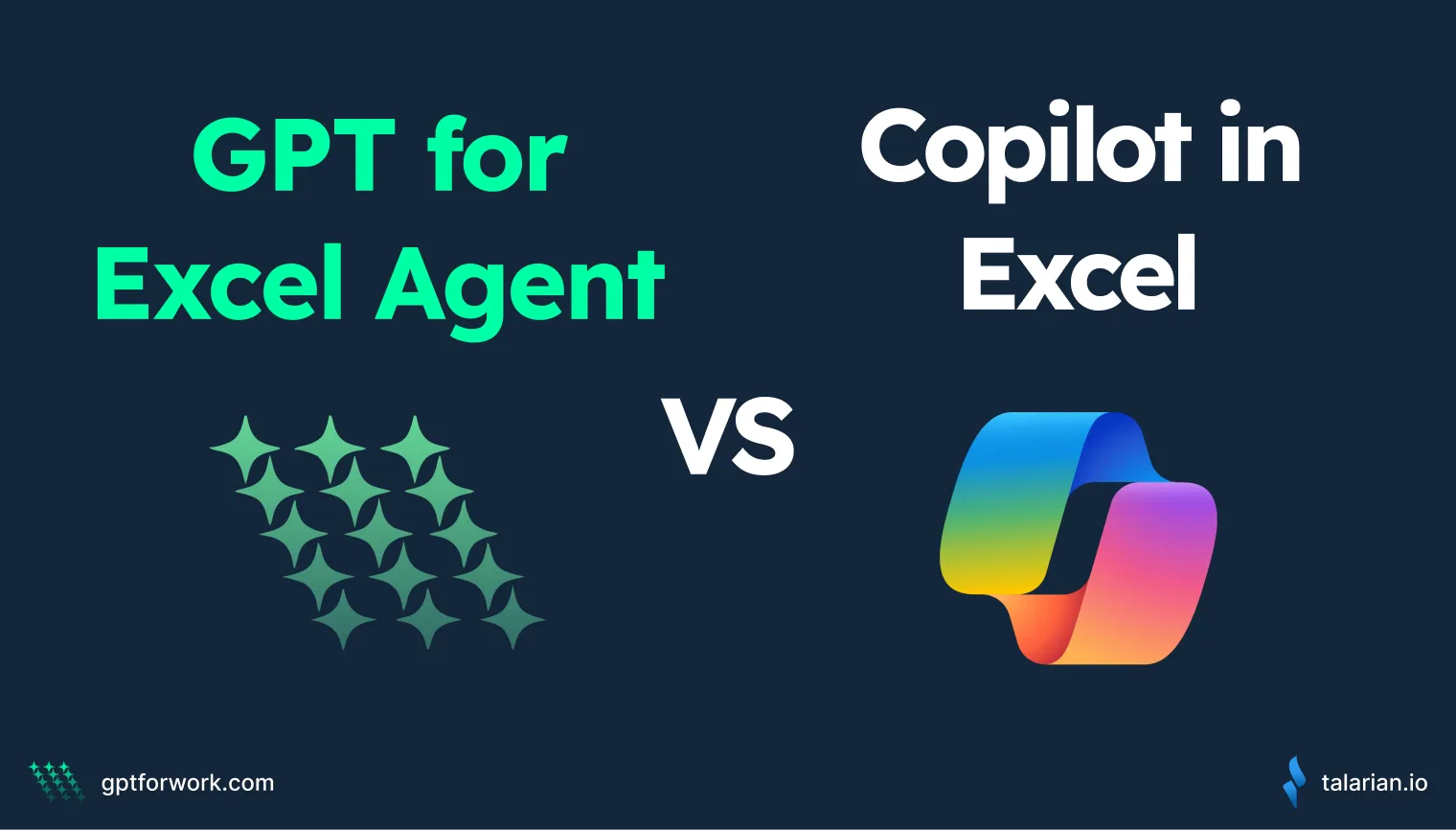 GPT for Excel vs Microsoft Copilot comparison graphic showing both product logos side by side