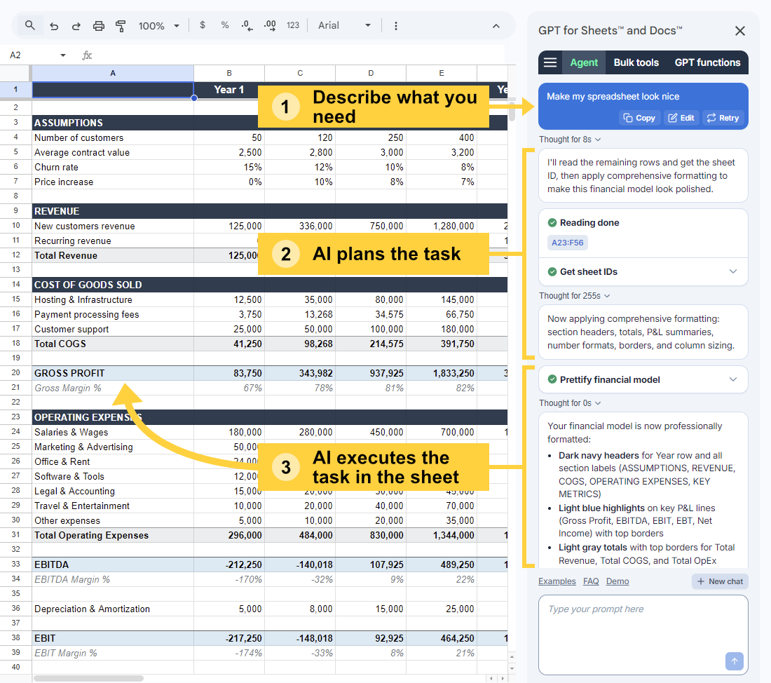 GPT for Sheets workflow