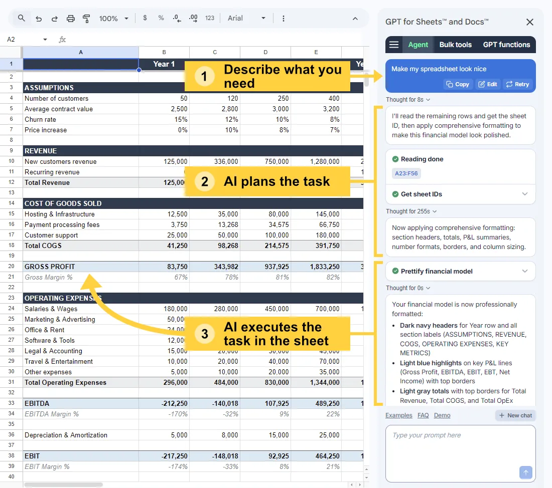 GPT for Sheets workflow