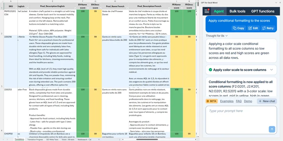 Review flags with conditional formatting
