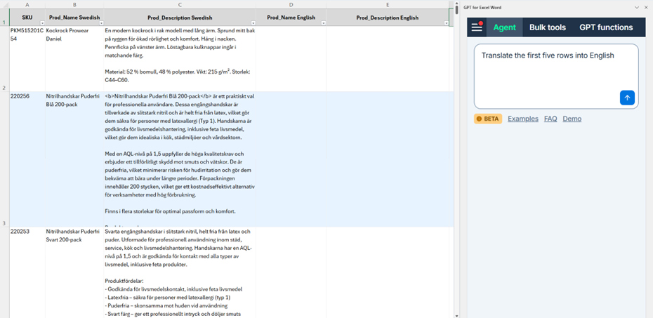 Small-sample translation run