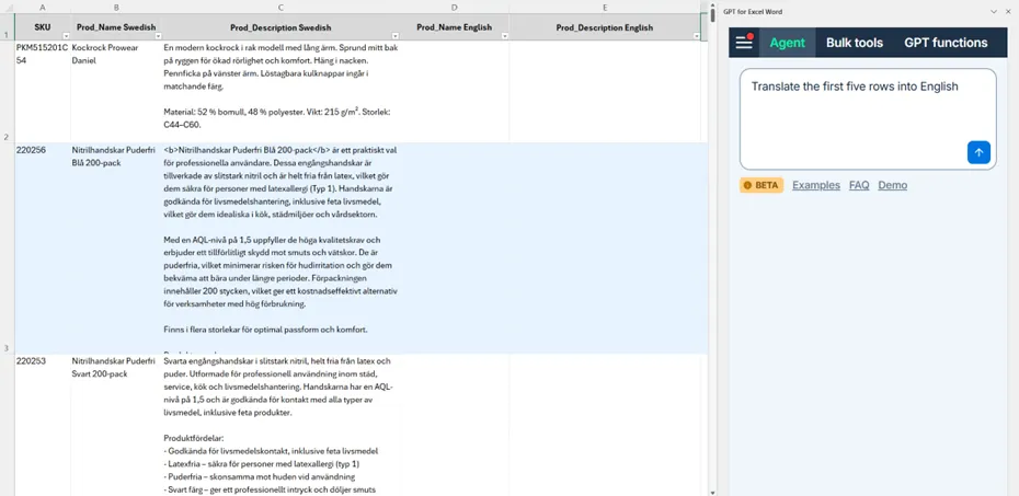 Small-sample translation run