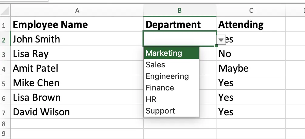 Dynamic dropdown configured