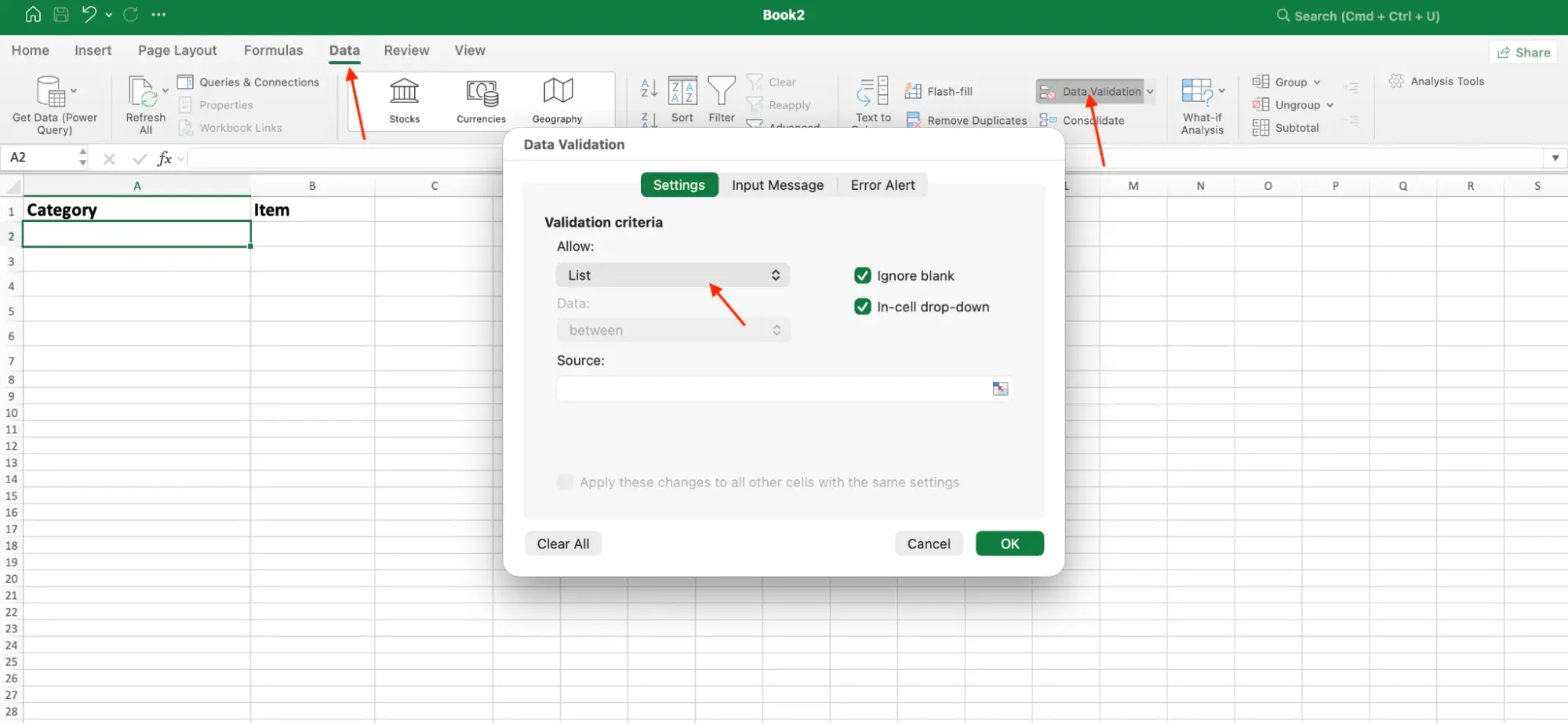 Set Allow to List for first dropdown