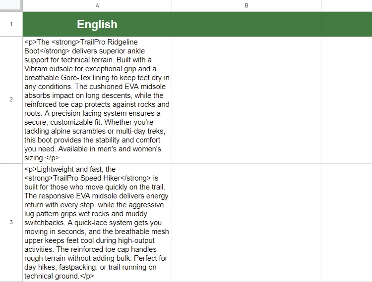 Preparing translation source content in Google Sheets