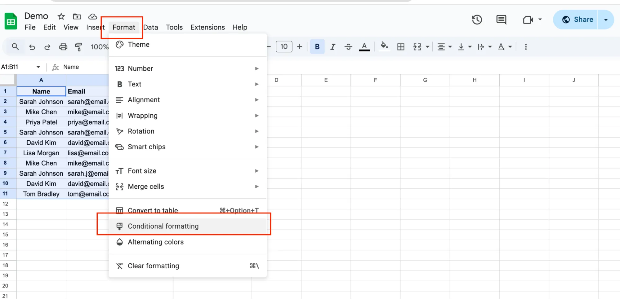 Opening conditional formatting for duplicate checks across multiple columns