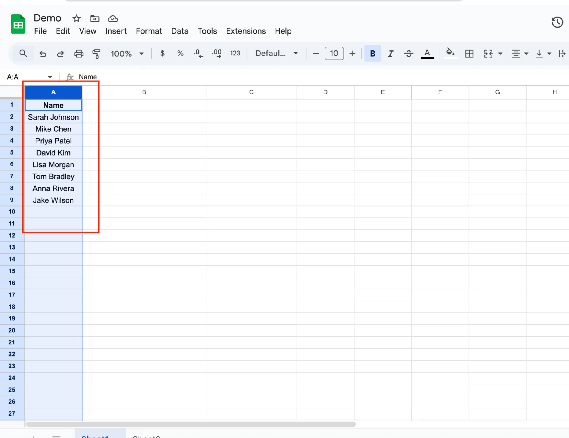 Selecting a column in Sheet1 before checking duplicates across sheets