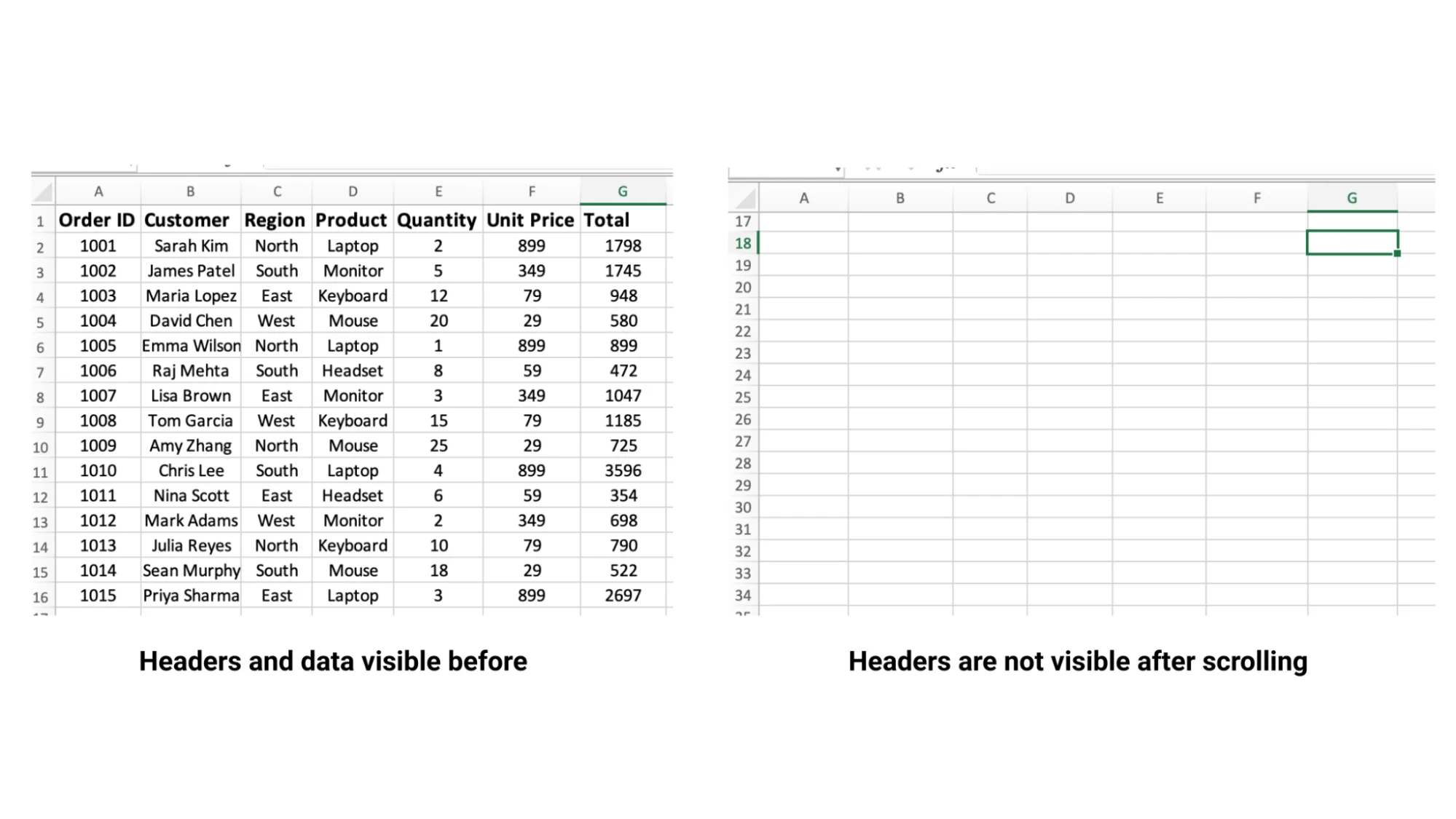 How to lock rows in Excel with Freeze Panes
