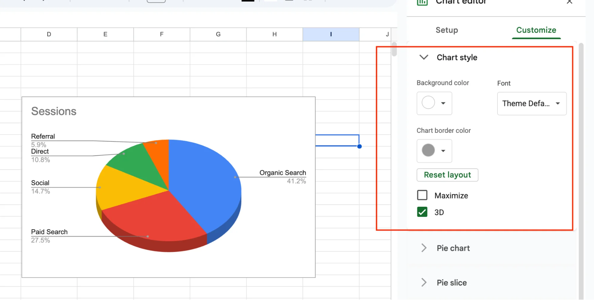 Chart style background color and 3D option
