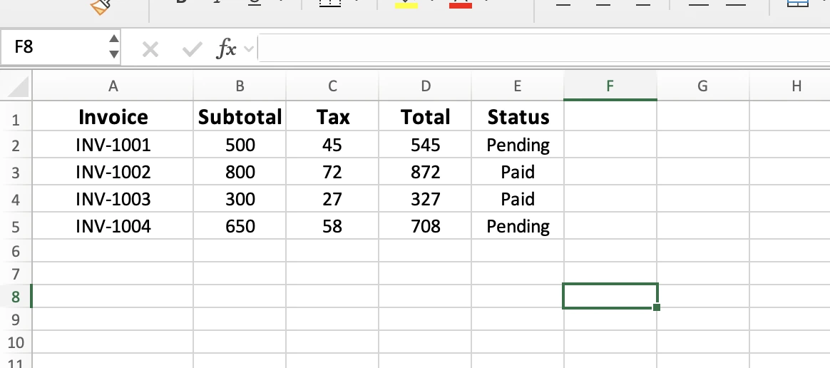 Conditional formatting rule that strikes through rows marked Paid