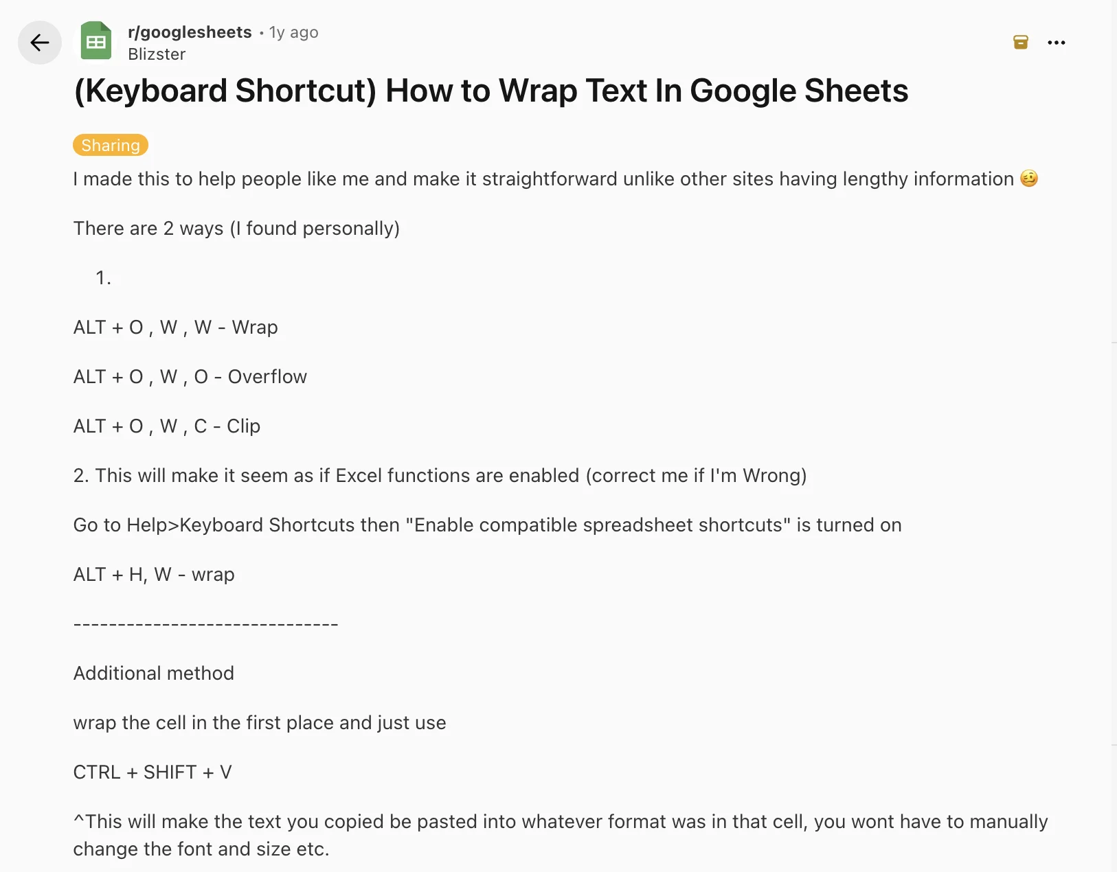 Enabling compatible spreadsheet shortcuts in Google Sheets