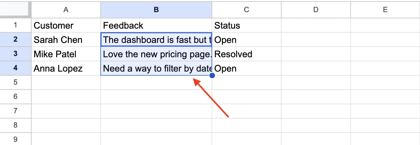 Selecting a range of cells before opening the Format menu