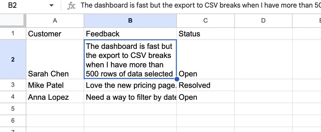 Wrapping a selected range of cells in Google Sheets