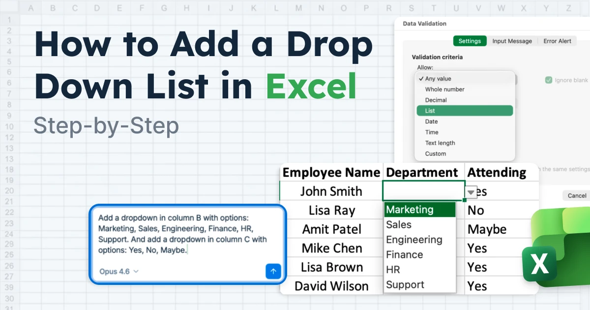 How to Add a Drop Down List in Excel