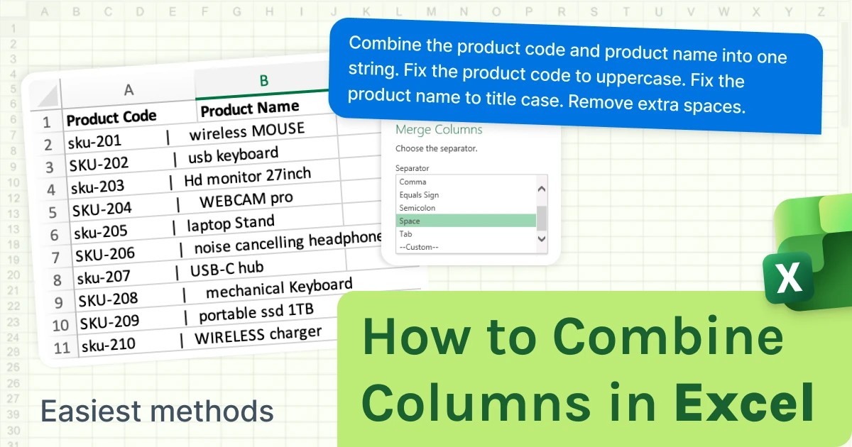 How to Combine Columns in Excel