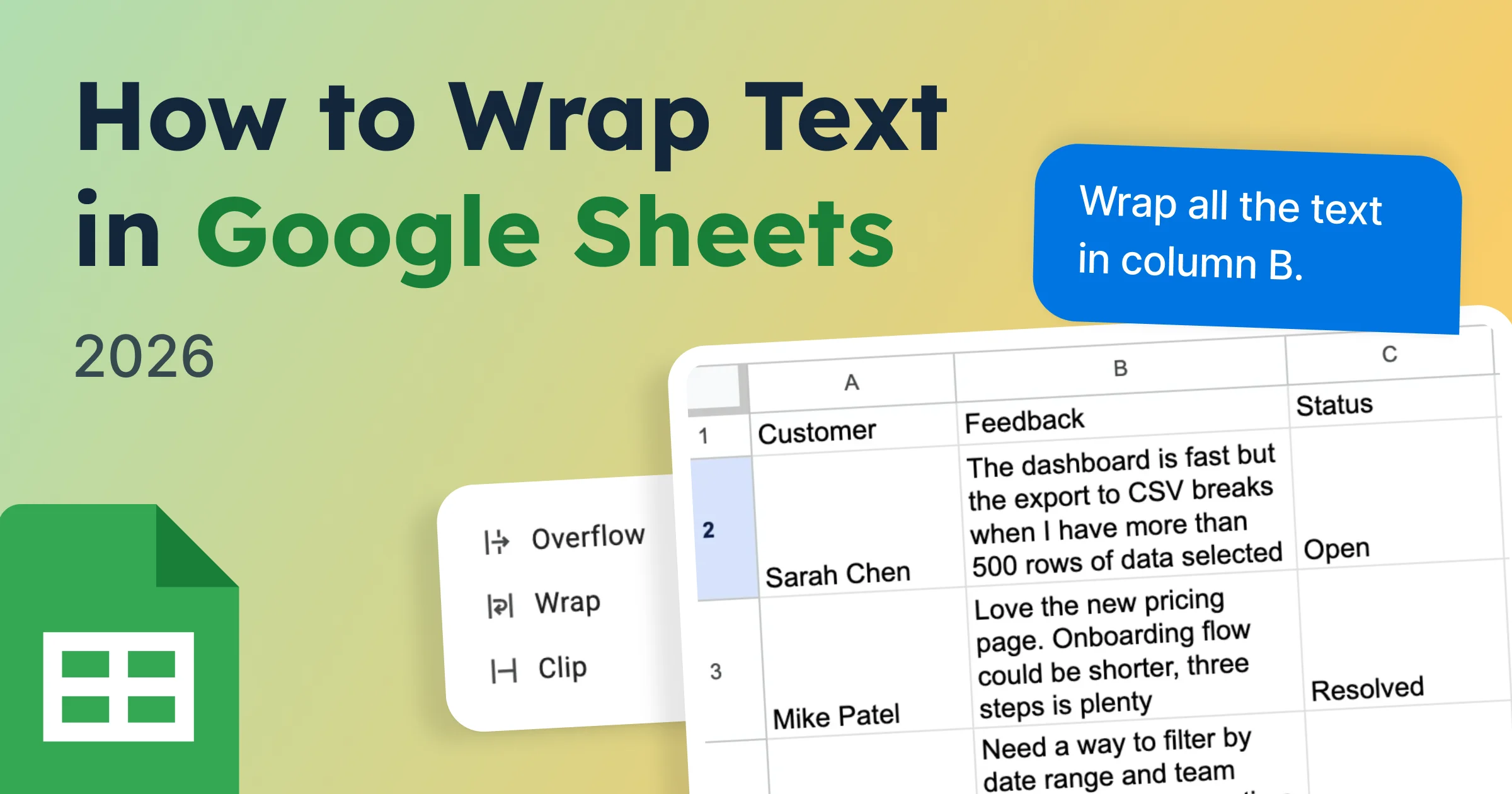 How to Wrap Text in Google Sheets